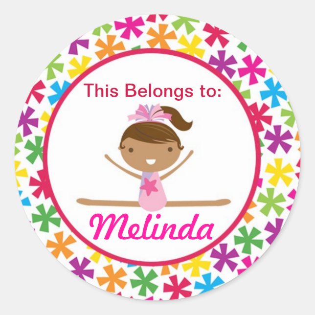 Rond Bright Star Gymnast Retourner à l'école Sticker (Devant)