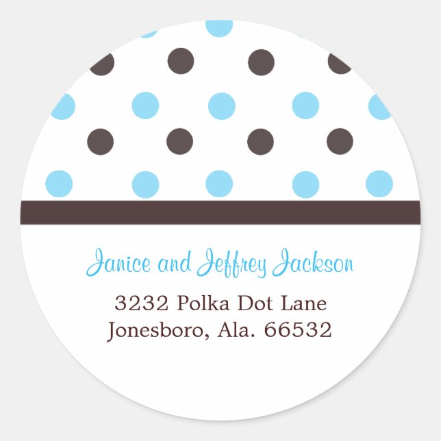 Rond Brown et bleu : Sticker d'adresse de point Polka (Devant)