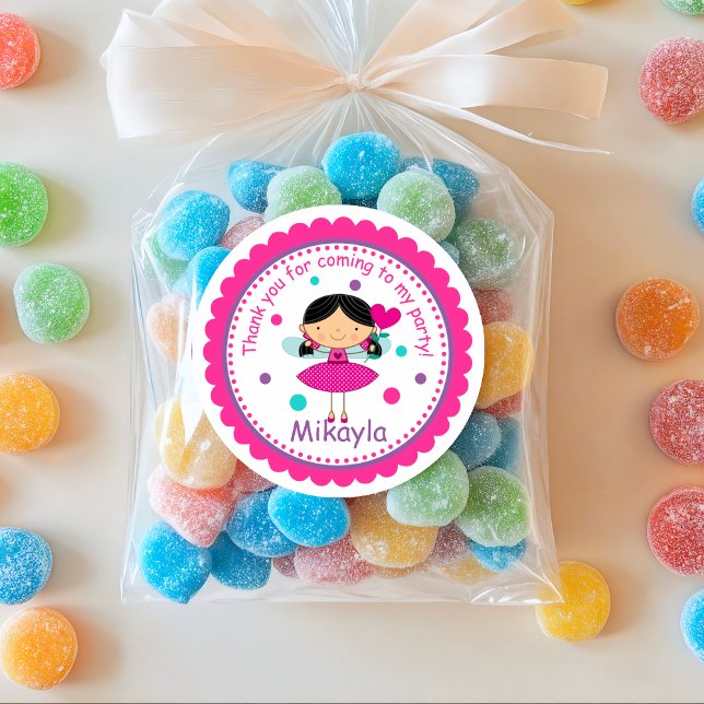 Rond Brunette Fairy Princess Sticker d'anniversaire (Créateur téléchargé)