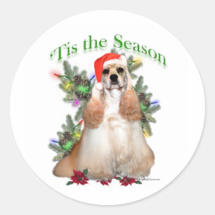Rond Buff Cocker Spaniel 'Tis the Season - Sticker