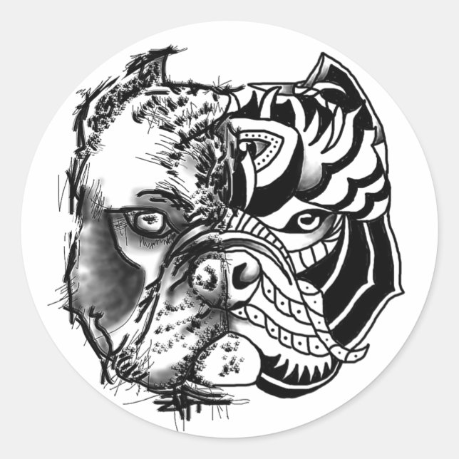 Rond BULLDOG STICKER - Croquis/Tribal (Devant)