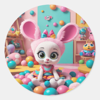 Rond "Bunny Hoppy - Joli Sticker Rabbit