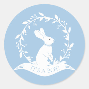 Rond Bunny It'a Boy Faveur Sticker