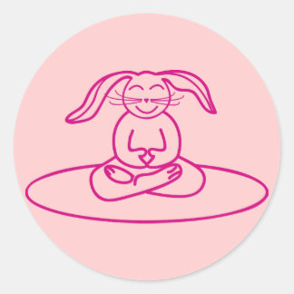 Rond Bunny Yoga - Sticker rose