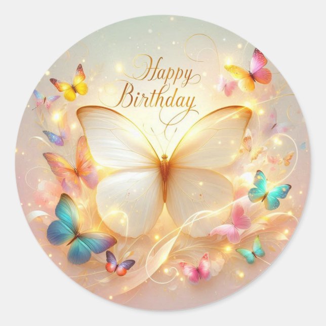 Rond Butterfly birthday sticker  (Devant)