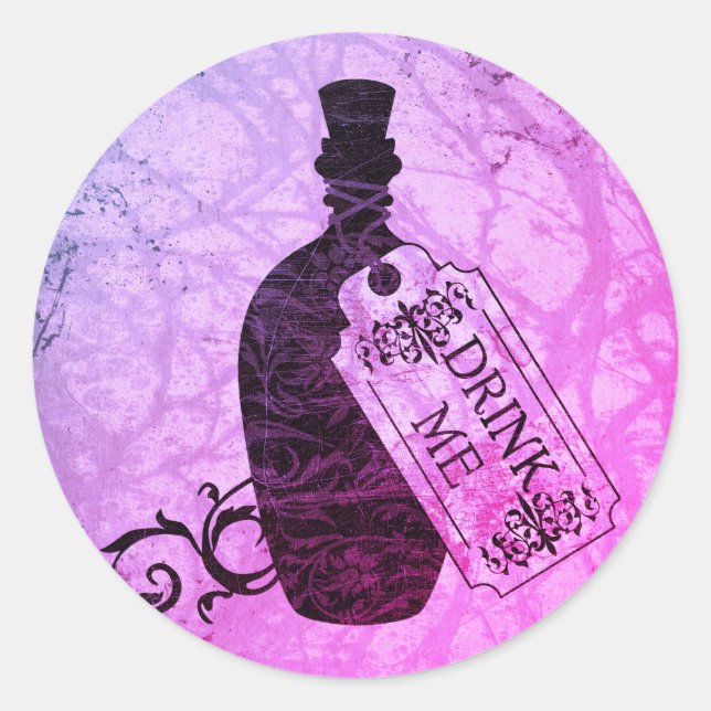 Rond Buvez-Moi Bouteille Purple Classic Round Sticker (Devant)