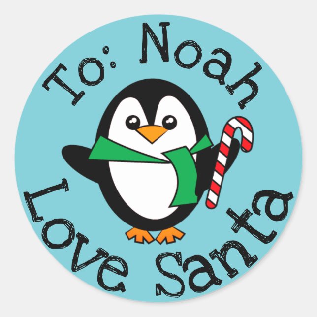 Rond Cadeau de Noël personnalisé de Père Noël Sticker P (Devant)