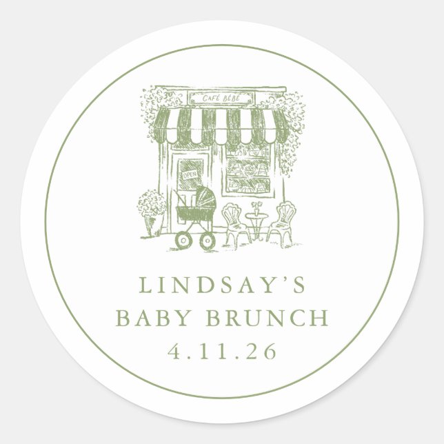 Rond Cafe Bebe Baby Brunch Sticker (Devant)