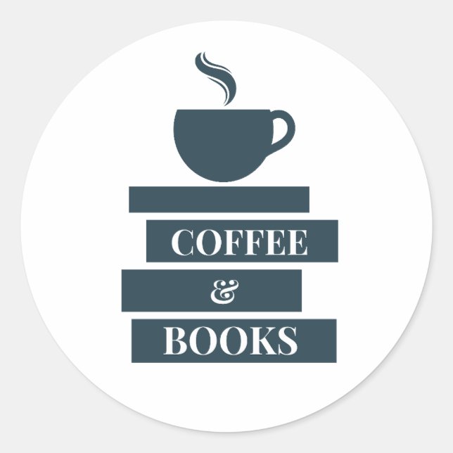 Rond Café et livres Sticker (Devant)