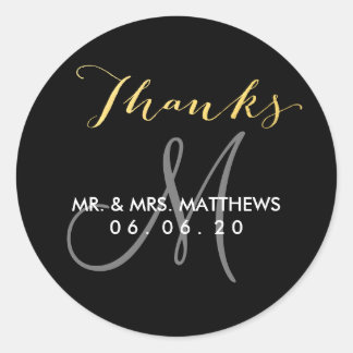 Rond Calligraphie initiale | Sticker Merci Mariage