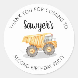Rond Camion de construction Anniversaire Merci Sticker