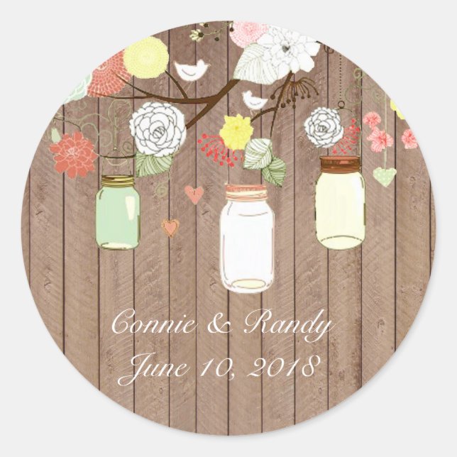 Rond Camion rustique Mason sur Sticker Mariage en bois (Devant)