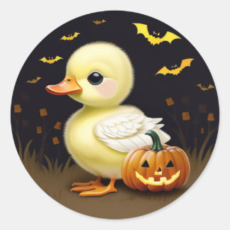 Rond Canard d'Halloween avec Sticker Citrouille
