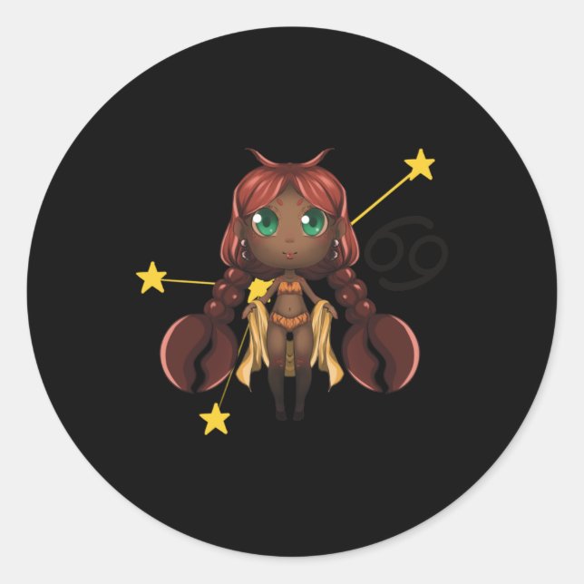 Rond Cancer Chibi Anime mignon Sticker fille (Devant)