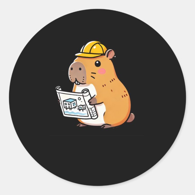 Rond Capibara Architecte Plans Et Sticker De Constructi (Devant)