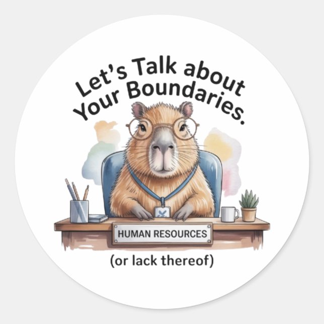 Rond Capybara HR Sticker - Funny Workplace Boundaries D (Devant)