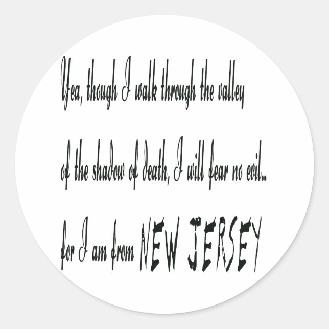 Rond Car Je Suis De New Jersey Sticker (Devant)