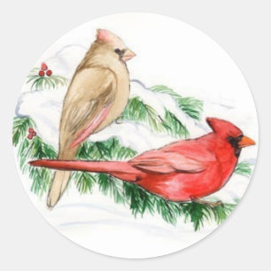 Rond Cardinal Birds Art Sticker