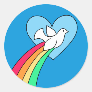 Rond Carnet Doodles Peace & Love Sticker Rainbow Dove