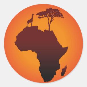 Rond Carte Safari africaine - Sticker