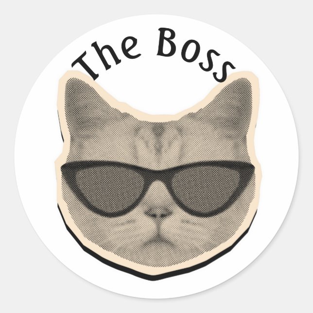 Rond Cat Boss Sticker (Devant)
