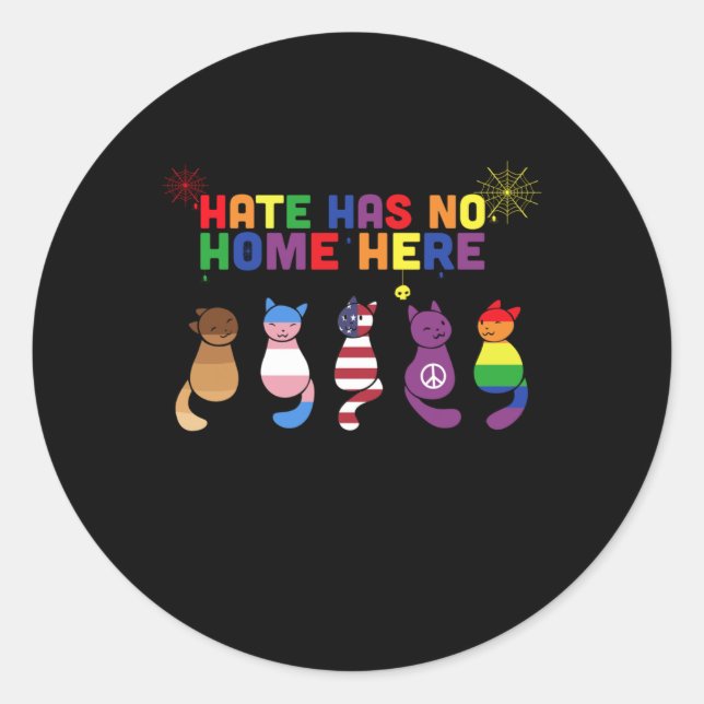 Rond Cat Lgbt Hate N'A Pas De Maison Ici Sticker (Devant)