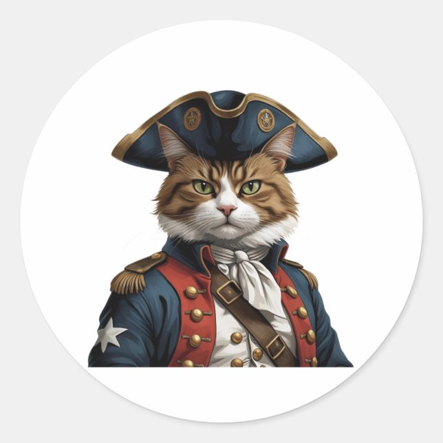 Rond Catitude révolutionnaire - Sticker 4 juillet chat (Devant)