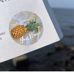 Rond "Ce livre appartient à" Sticker Pineapple Beach