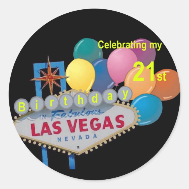 Rond Célébration de mon 21 e Sticker Las Vegas (Devant)