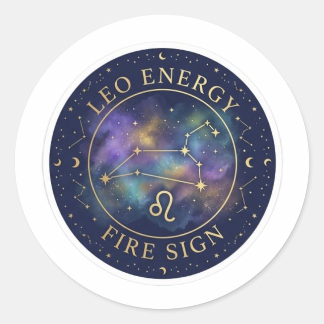 Rond  Celestial Leo Energy Zodiac Constellation Sticker (Devant)