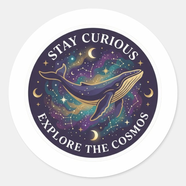 Rond  Celestial Whale Space Sticker - Stay Curious Gala (Devant)