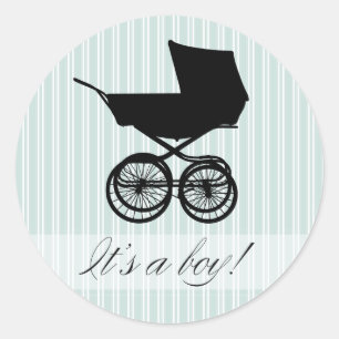 Rond C'est un garçon ! Sticker Bleu Bébé Buggy