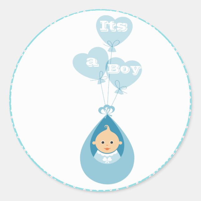 Rond C'est un Sticker Baby shower garçon (Devant)