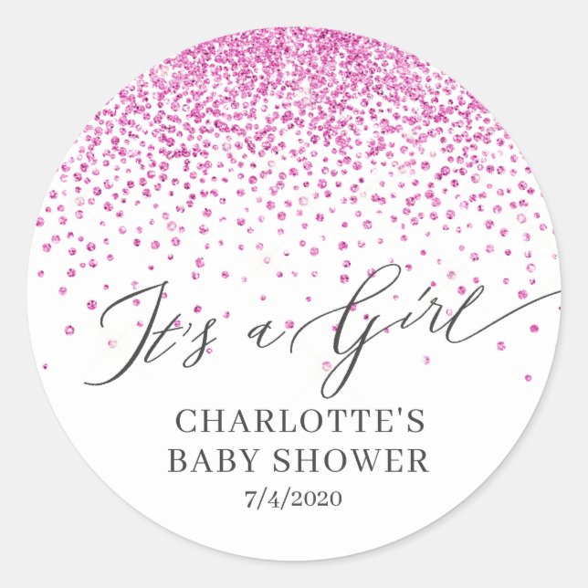 Rond C'est un Sticker Fille Parties scintillant Rose Fa (Devant)