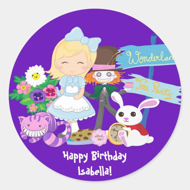 Rond C'est un Sticker pour le Tea Party d'anniversaire  (Devant)