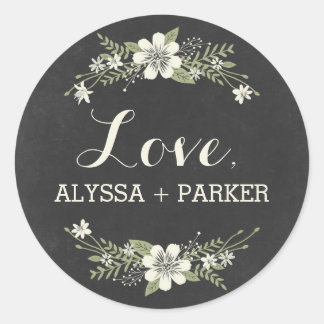 Rond Chalkboard Blooms Favoriser Sticker