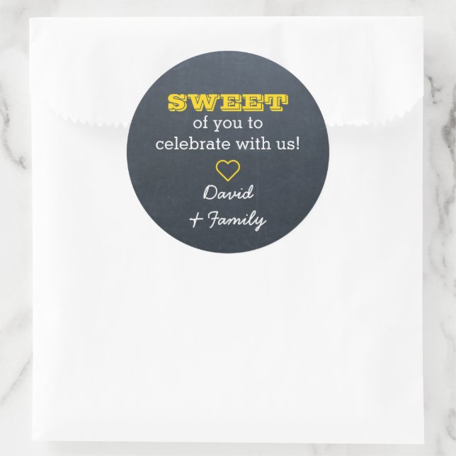 Rond Chalkboard Gold Sweet Treat Sticker sac (Sac)
