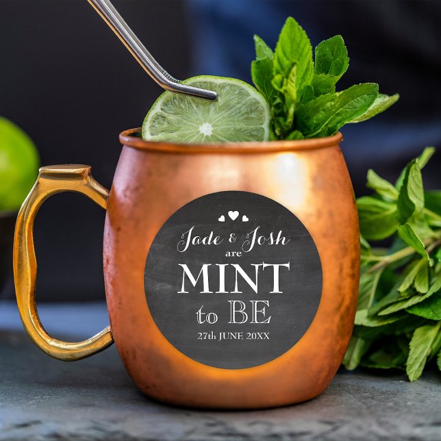 Rond Chalkboard Hearts Mariage Mint Favoriser Sticker (Créateur téléchargé)