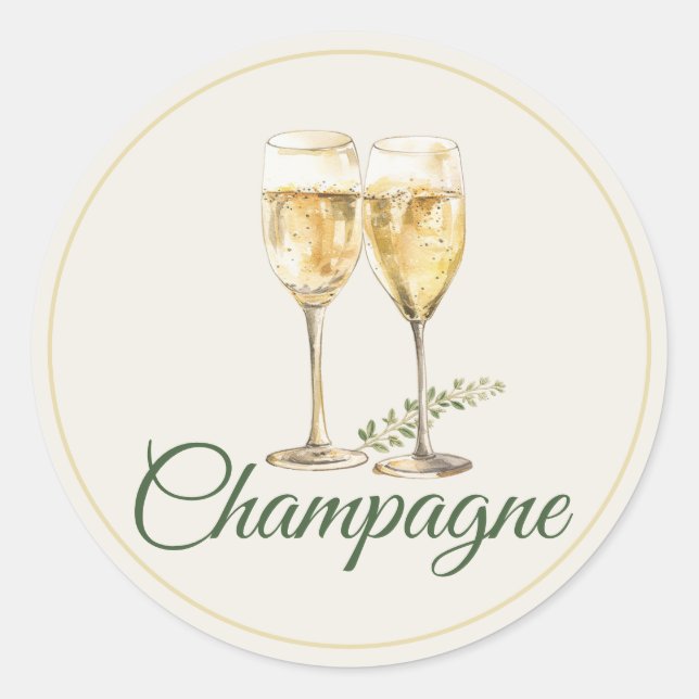 Rond Champagne Mimosa Bar Bottle Sticker (Devant)