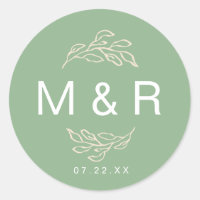 Champs de rêve vert | Sticker Monogramme Floral