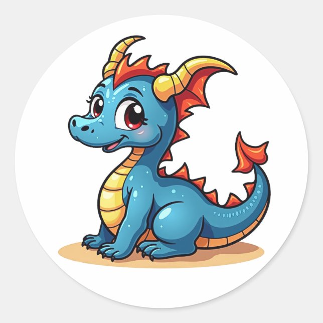 Rond Charming Cartoon Dragon Sticker (Devant)