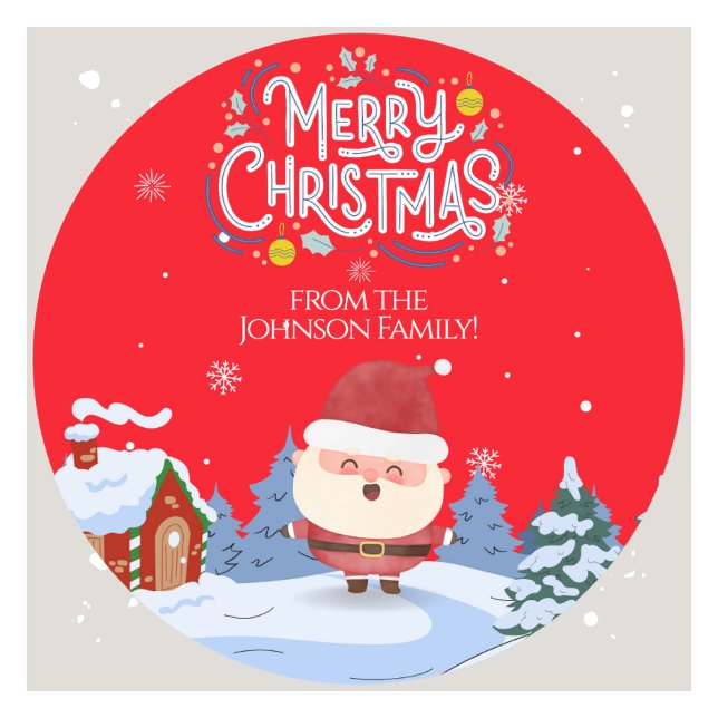 Rond Charming Family Christmas Sticker (Personalized Family Christmas Stickers)