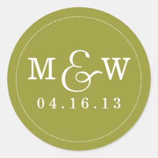 Rond Charming Mariage Monogramme Sticker - Olive