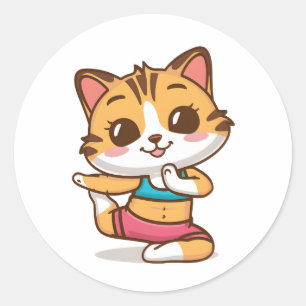Rond Chat adorable Faire Sticker Yoga - Joli Feline Yog