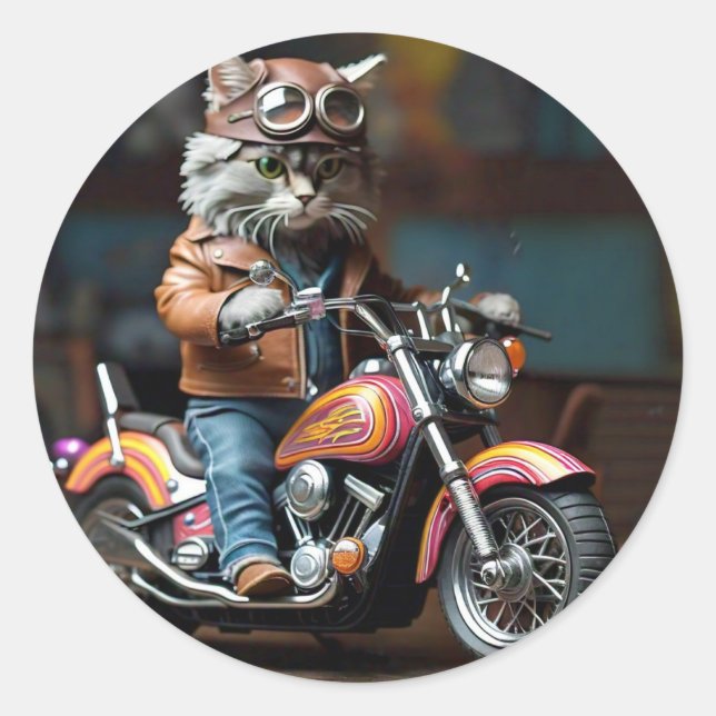 Rond Chat adorable sur Sticker Motorcycle (Devant)