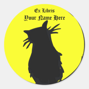 Rond Chat noir dans la lune Sticker plaque d'immatricul