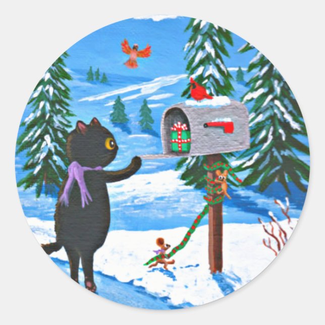 Rond Chats de Noël amusant Sticker Creationarts (Devant)
