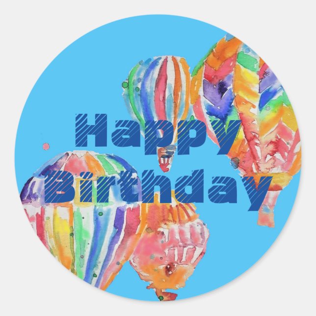 Rond Chaud Air Balloon Aquarelle Boys Sticker Anniversa (Devant)