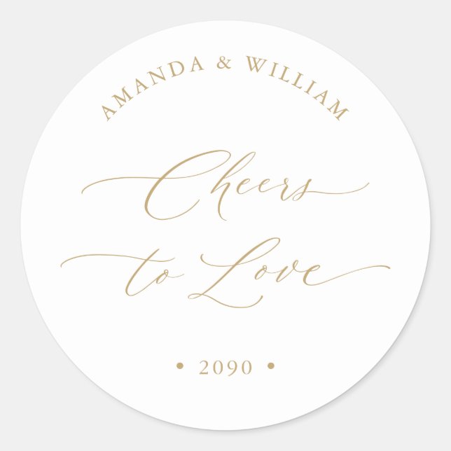 Rond Cheers to Love Wedding Favor Sticker (Devant)