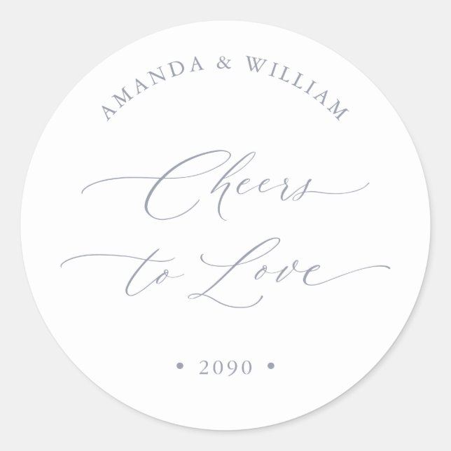Rond Cheers to Love Wedding Favor Sticker (Devant)